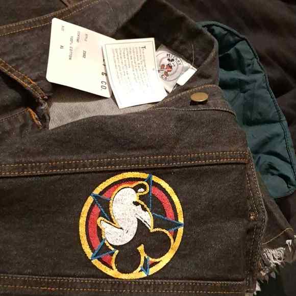 Mickey Mouse Badass Biker Mouse Vest. XL blue/black denim NEW with tags - Picture 6 of 6